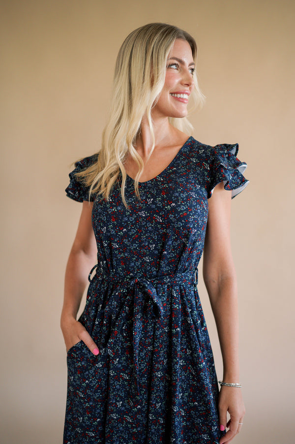MW Occasion Floral Ruffle Sleeve Dress (Final Sale)