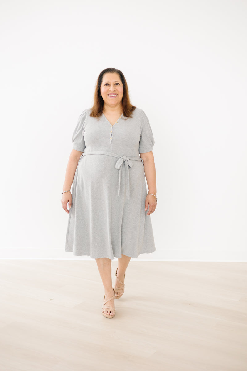 MW Anywhere Ribbed Henley Dress in Gray (Final Sale)