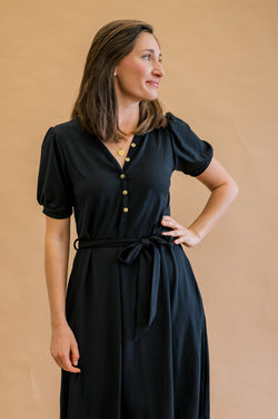 MW Anywhere Henley Dress in Black