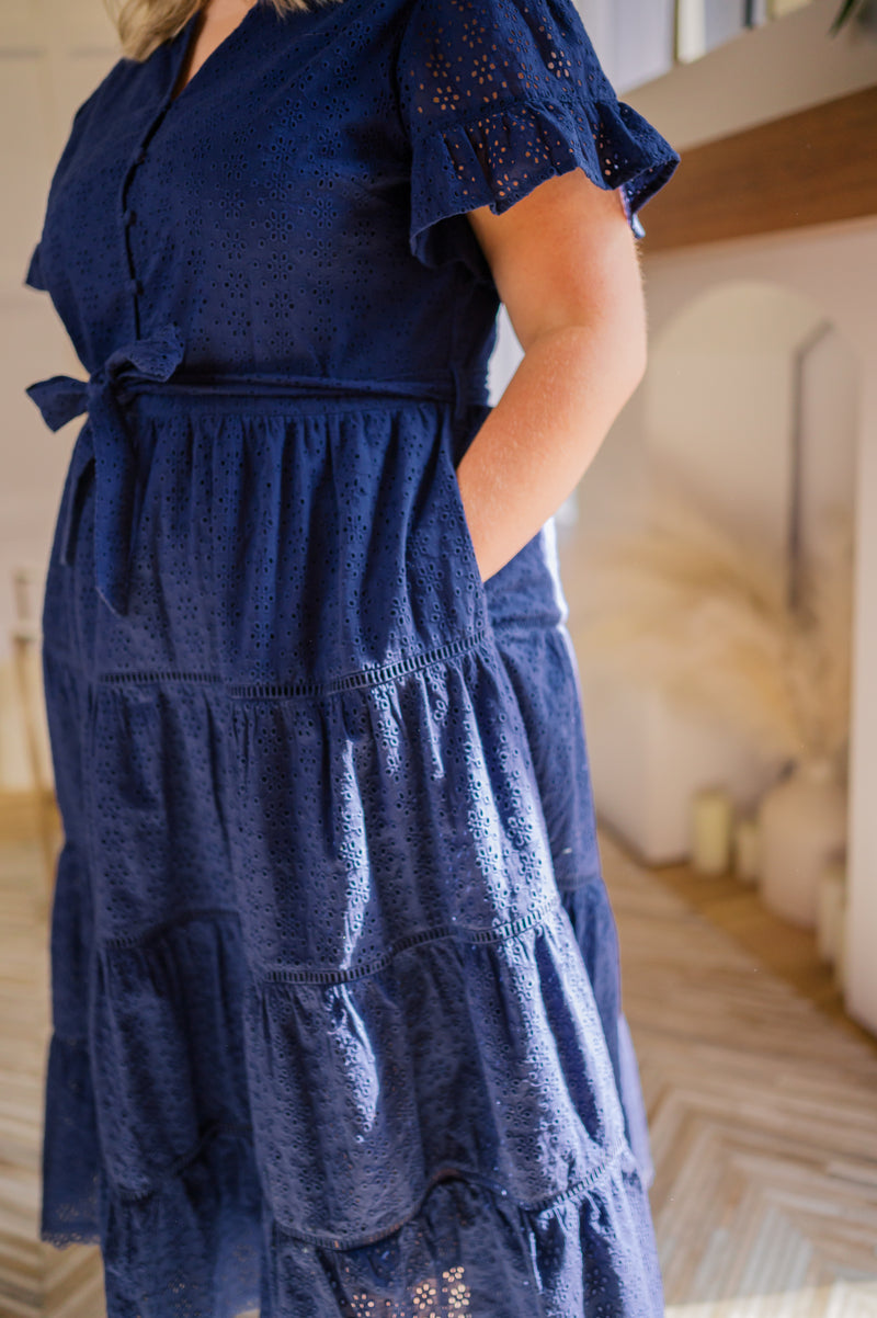 MW Occasion Navy Eyelet Dress
