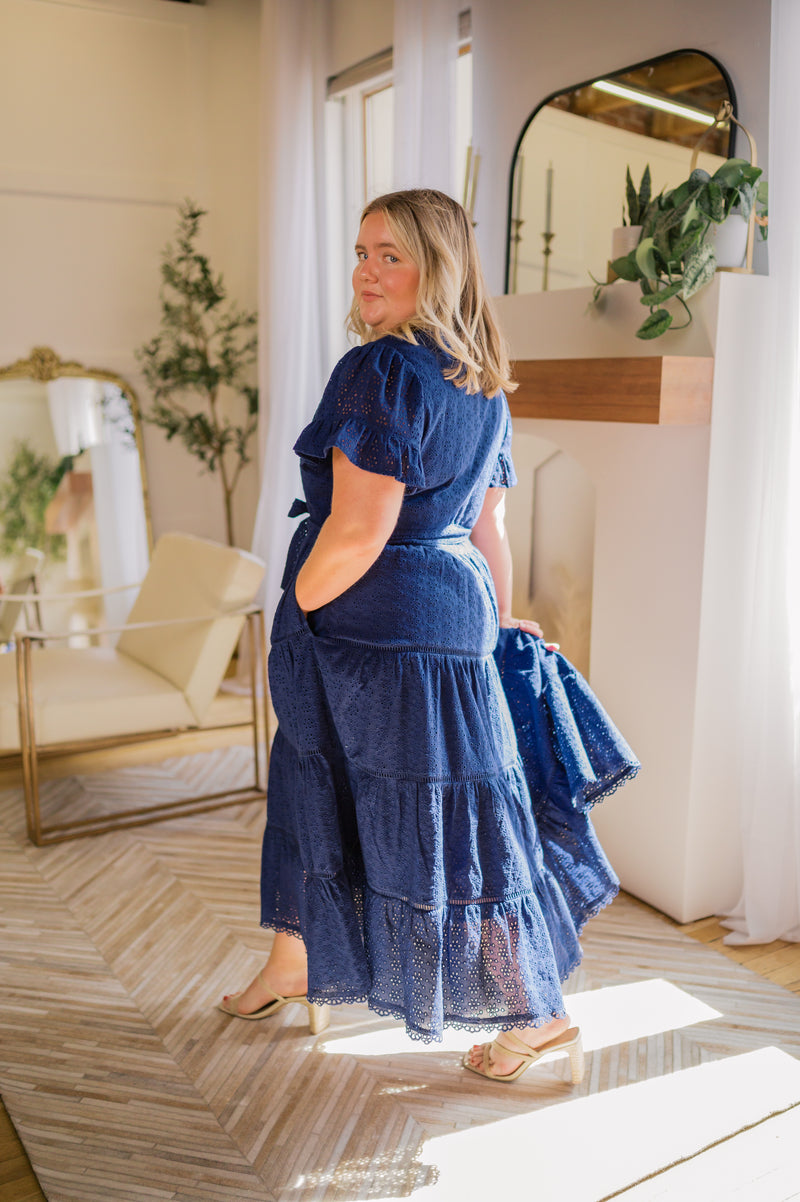 MW Occasion Navy Eyelet Dress