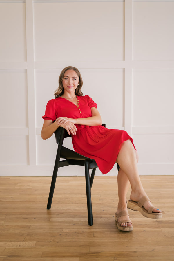 MW Anywhere Henley Dress in Red