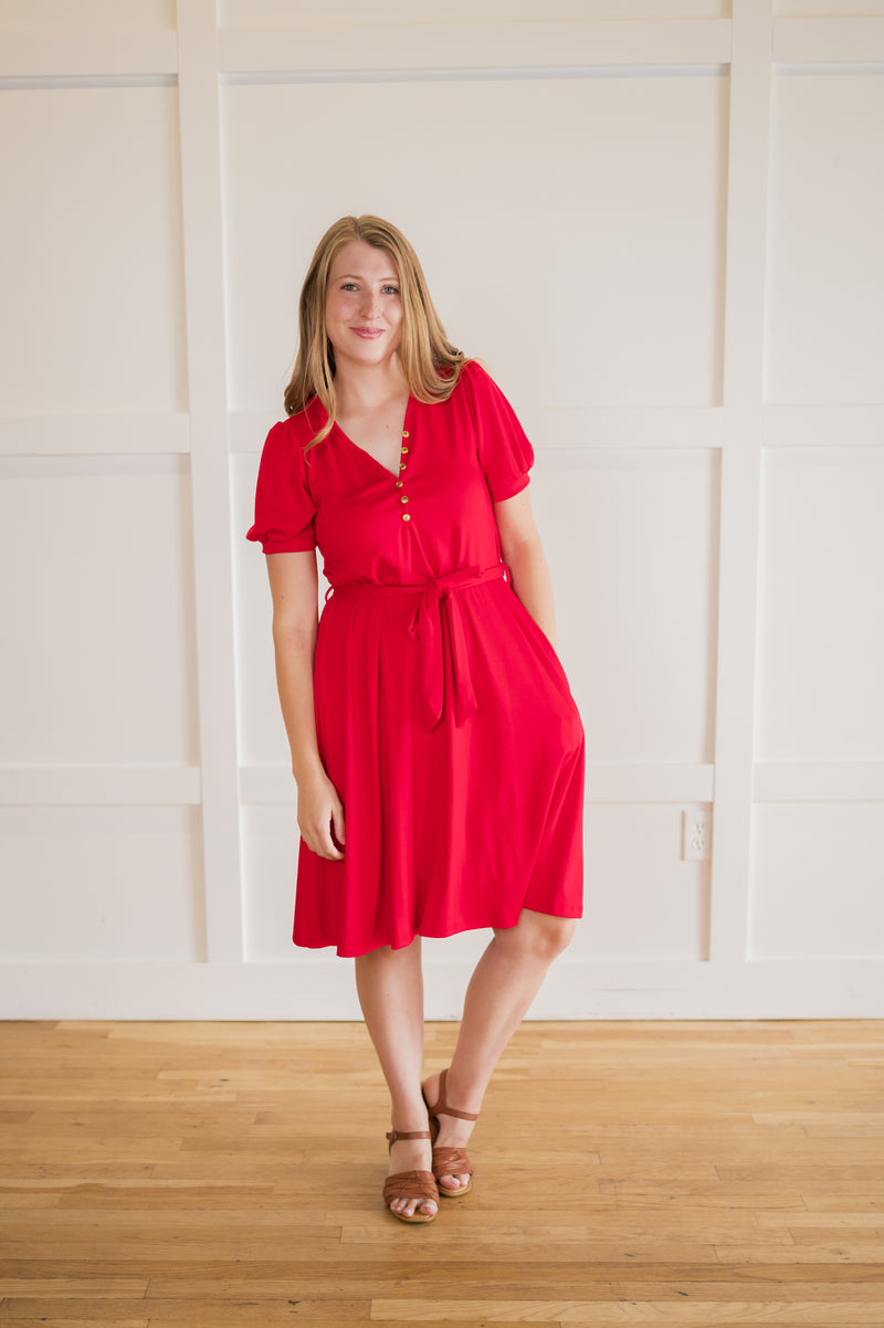MW Anywhere Henley Dress in Red