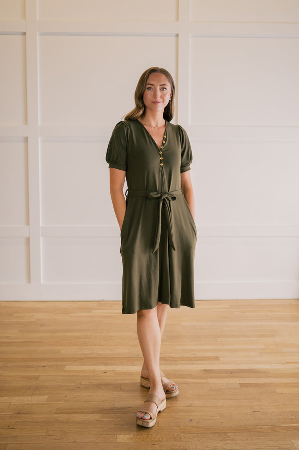 MW Anywhere Henley Dress in Olive