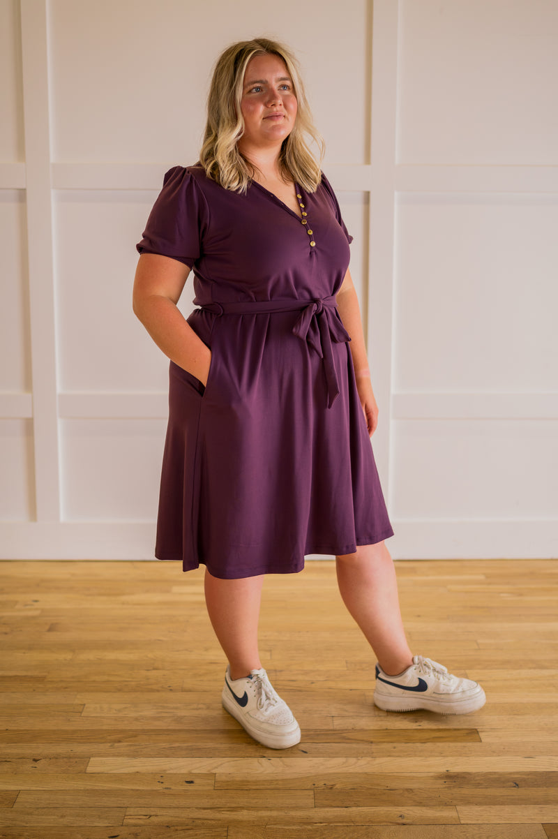 MW Anywhere Henley Dress in Plum (Final Sale)
