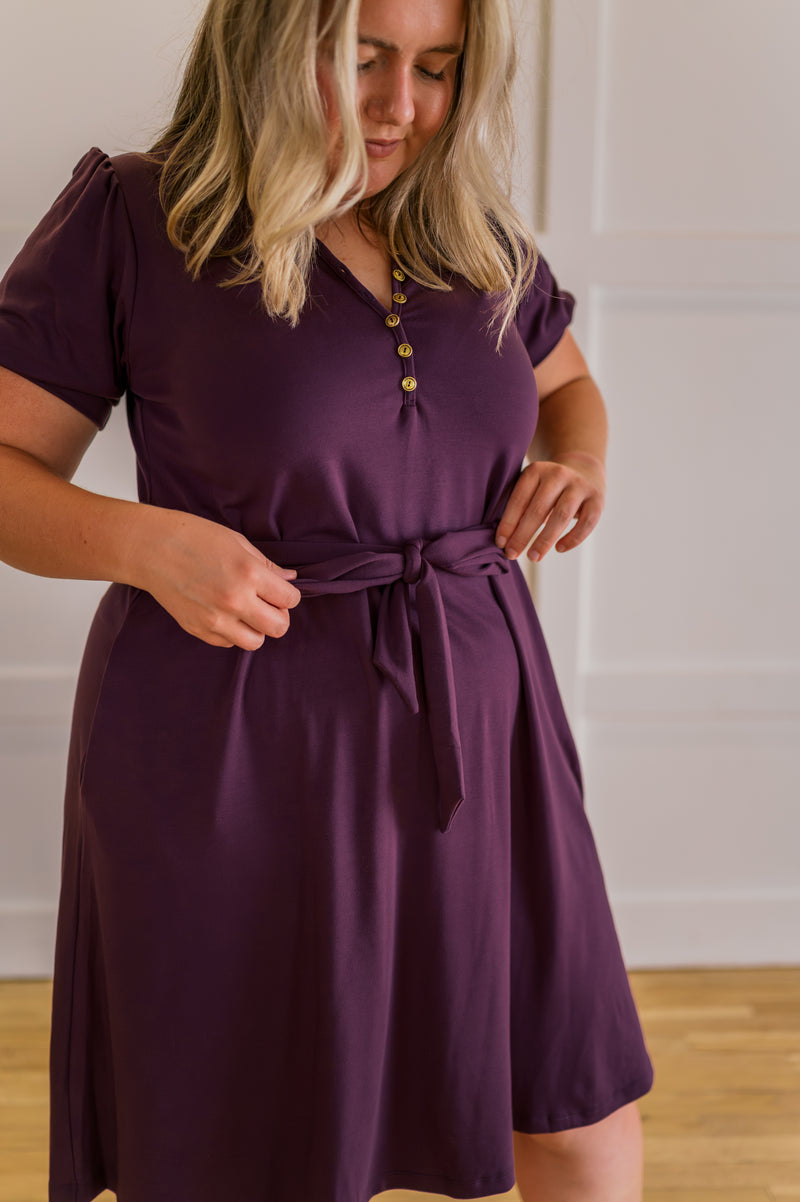 MW Anywhere Henley Dress in Plum (Final Sale)