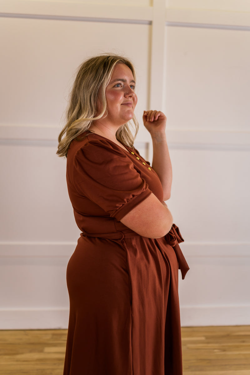 MW Anywhere Henley Dress in Cognac