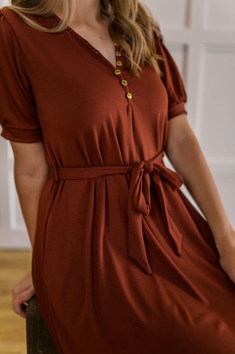 MW Anywhere Henley Dress in Cognac
