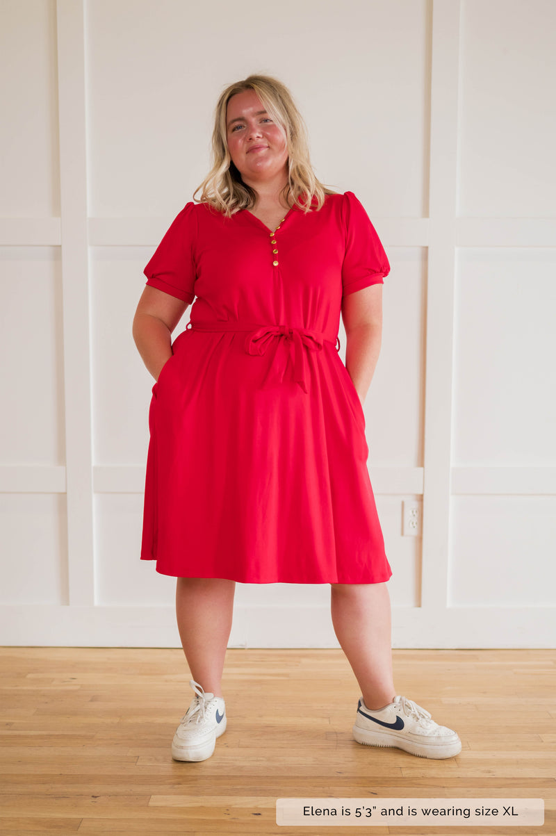 MW Anywhere Henley Dress in Red
