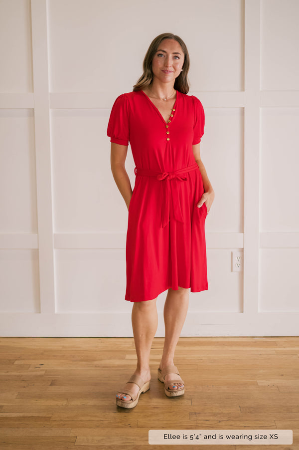 MW Anywhere Henley Dress in Red