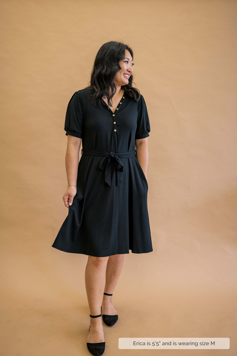 MW Anywhere Henley Dress in Black