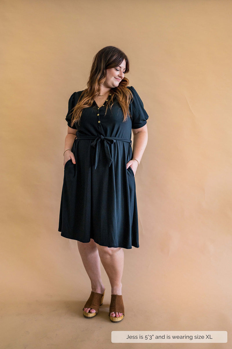 MW Anywhere Henley Dress in Black