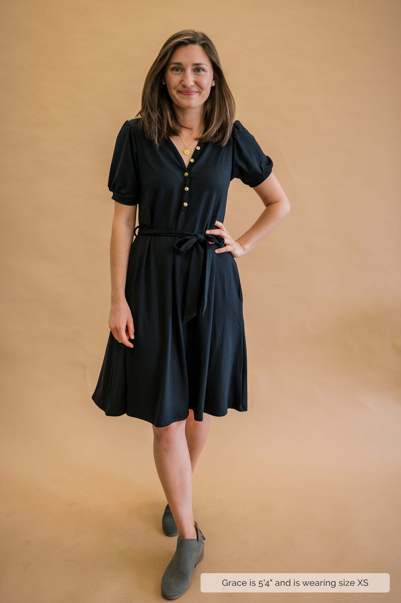 MW Anywhere Henley Dress in Black