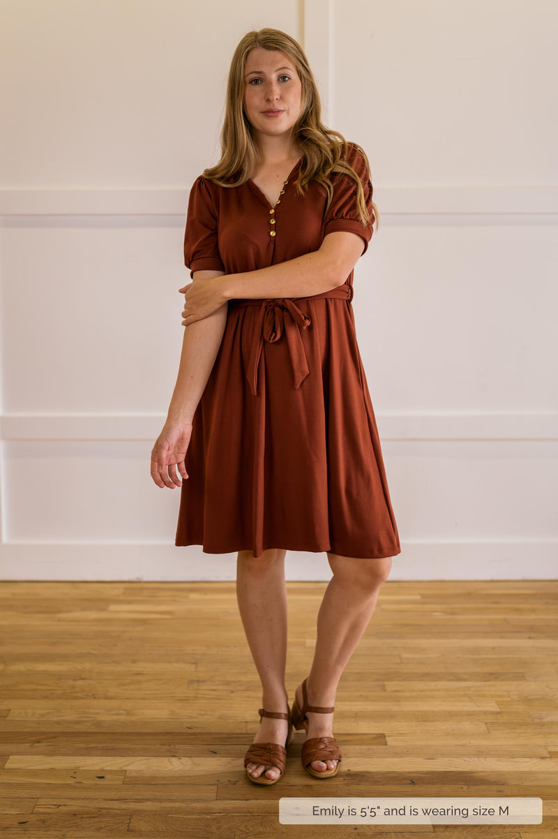MW Anywhere Henley Dress in Cognac