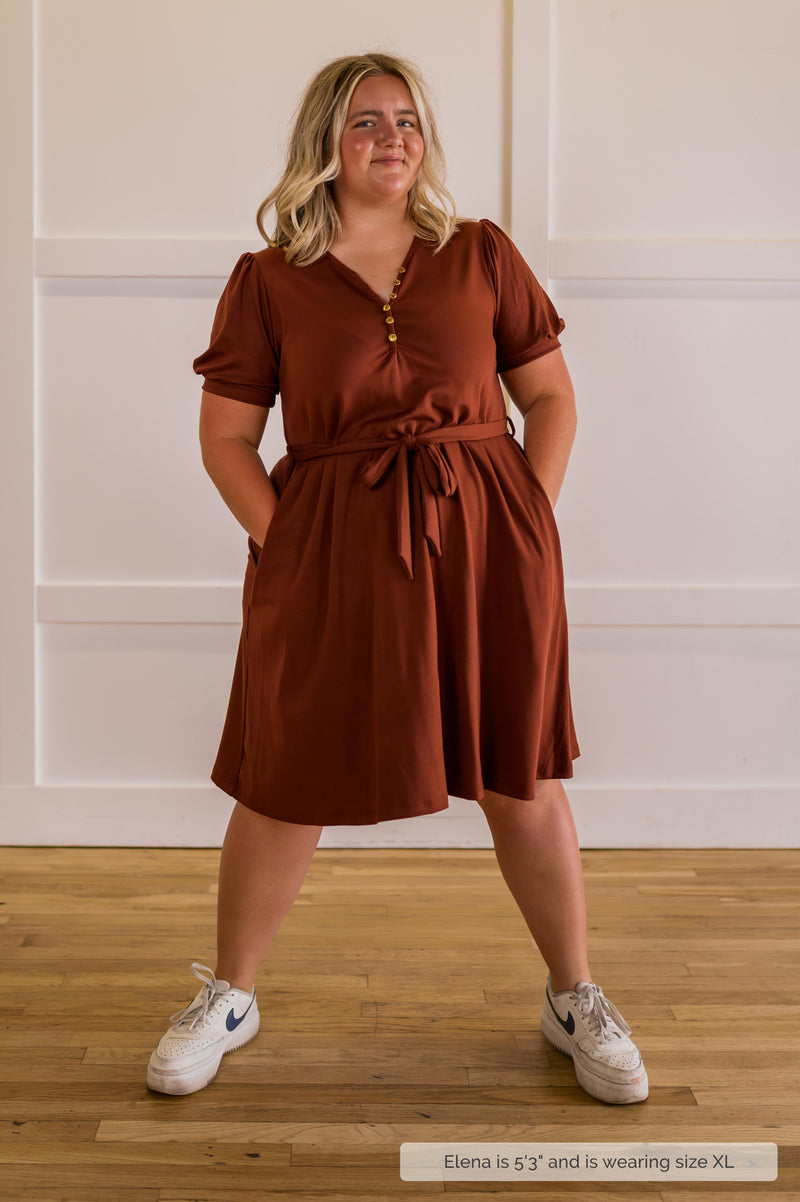 MW Anywhere Henley Dress in Cognac
