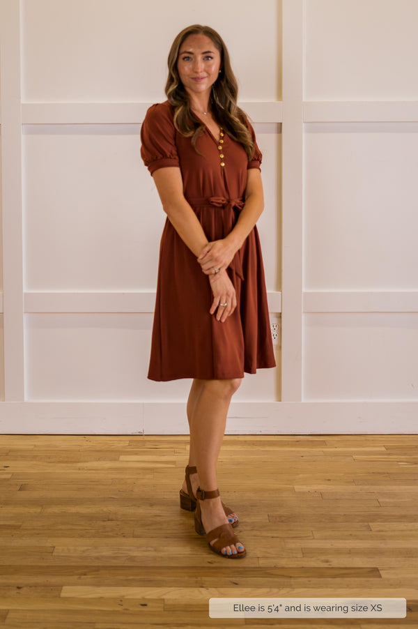 MW Anywhere Henley Dress in Cognac