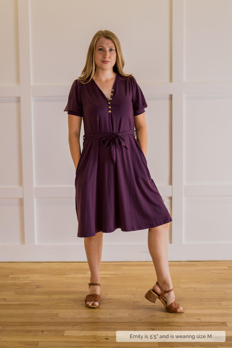 MW Anywhere Henley Dress in Plum (Final Sale)