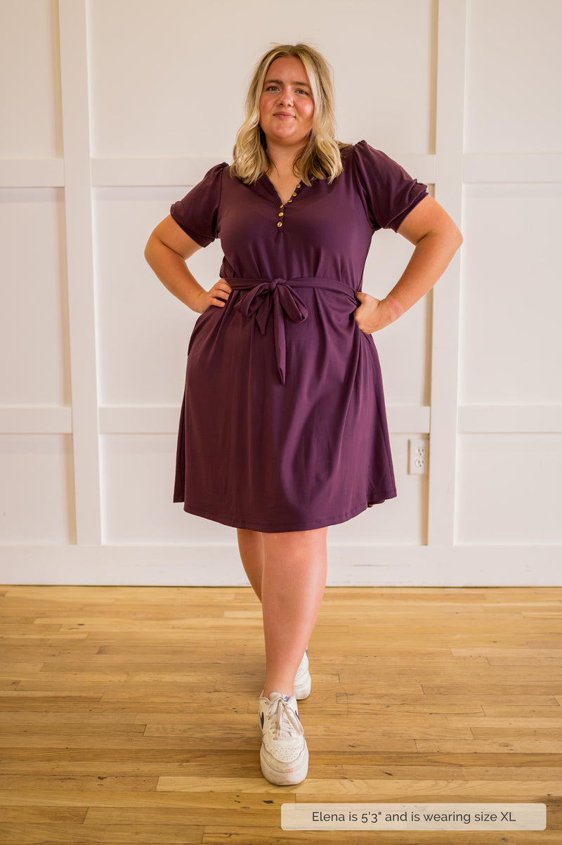 MW Anywhere Henley Dress in Plum (Final Sale)